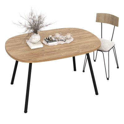 Овальный стол для переговоров (дуб канзас, черный муар)