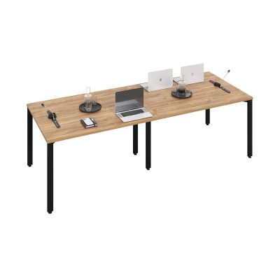 Прямой стол Лебер для переговоров с узкой промежуточной опорой (3000x1000, дуб канзас, черный муар)