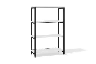 Стеллаж модульный 4 полки без скобы (белый премиум, черный муар, 1000x350x1165)