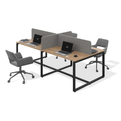Бенч система на 4 рабочих места О-образное подстолье