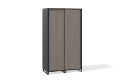 Шкаф для одежды (раздвижные двери) 600х1200х2100 (Фасад: файнлайн средне-серый, Корпус А: диамант серый, Корпус В: диамант серый, серый муар)