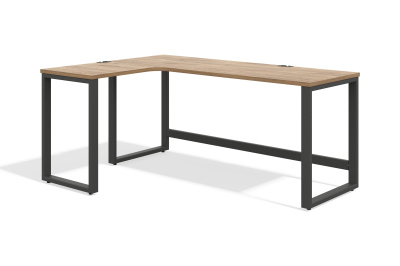 Стол компьютерный домашний О-образное подстолье без этажерки (дуб канзас, серый муар, Левая, 60x30)