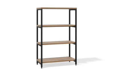 Стеллаж модульный 4 полки без скобы (дуб канзас, черный муар, 750x350x1165)