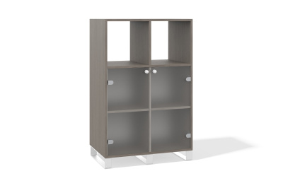 Стеллаж (Корпус В: файнлайн средне-серый, белый муар)