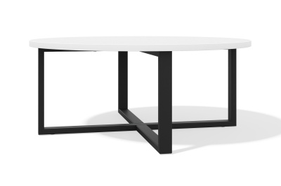 Журнальный столик круглый металлический на четырёх ножках Таллин (белый премиум, черный муар, 1100, 16)