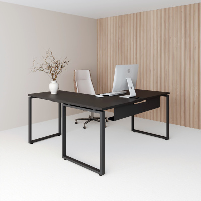 Угловой офисный стол О-образное подстолье (1,5мм)