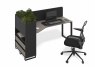 Стол офисный с кашпо (файнлайн средне-серый, Фасад: файнлайн средне-серый, черный муар, Кашпо с ящиками, Правая)