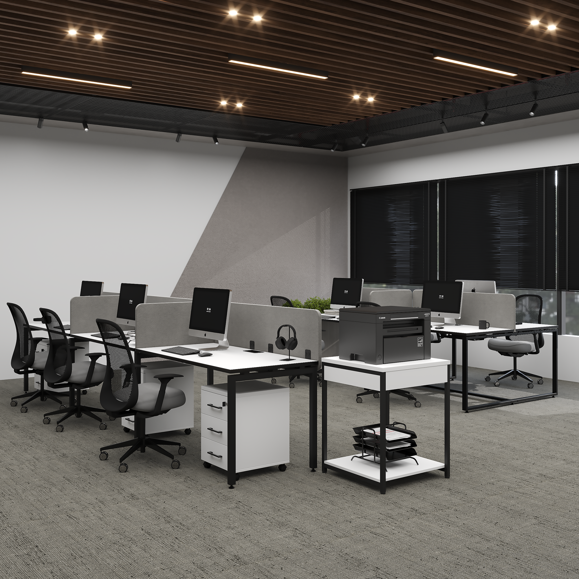 Бенч система на 3 места в один ряд П-образное подстолье