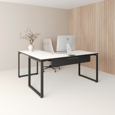 Угловой офисный стол О-образное подстолье (1,5мм)