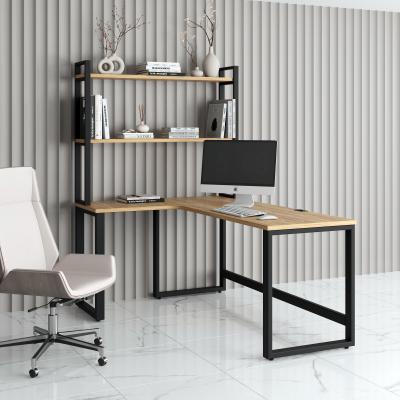 Стол компьютерный домашний О-образное подстолье с этажеркой