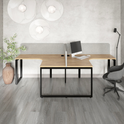 Бенч-система угловая модульная на 2 рабочих места с О-образным каркасом