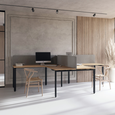 Бенч-система угловая модульная на 2 рабочих места с П-образным каркасом