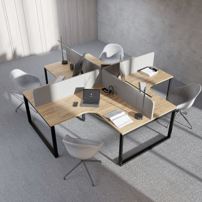 Бенч-система угловая модульная на 4 рабочих места с О-образным каркасом