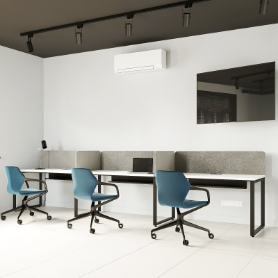 Бенч система на 3 места в один ряд О-образное подстолье